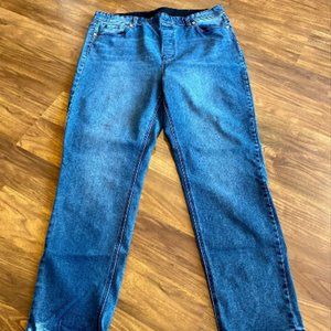 Pull-on Elastic Waist Blue Jeans